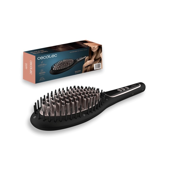 Cecotec Bamba Instantcare 900 Perfect Brush Cepillo Alisador - Temperatura Ajustable - Tecnologia de Iones - Control Digital LED