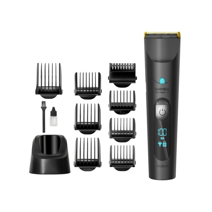 Cecotec Bamba Precisioncare Wet and Dry Cortapelos Inalambrico - Cuchillas de Titanio - 120min de Autonomia - IPX6 Resistente al