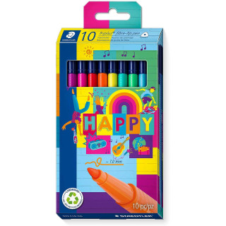 Staedtler Triplus Color 323 Pack de 10 Rotuladores de Punta Fina - Trazo 1mm Aprox - Tinta Base de Agua - Colores Surtidos