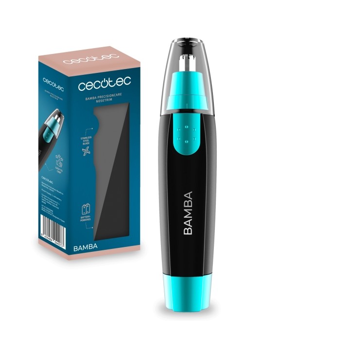 Cecotec Bamba PrecisionCare NoseTrim Cortapelos Inalambrico - Cuchilla de Acero Inoxidable - Ergonomico - Tapa Protectora Inclui