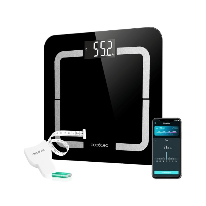 Cecotec Surface Precision Smart Healthy Bascula Corporal hasta 180kg - 4 Sensores - 10 Parametros - Bluetooth - Cristal Templado