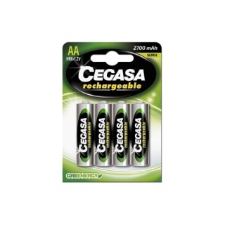 Cegasa Rechargeable Pack de 4 Pilas Recargables AA HR6 2700mAh