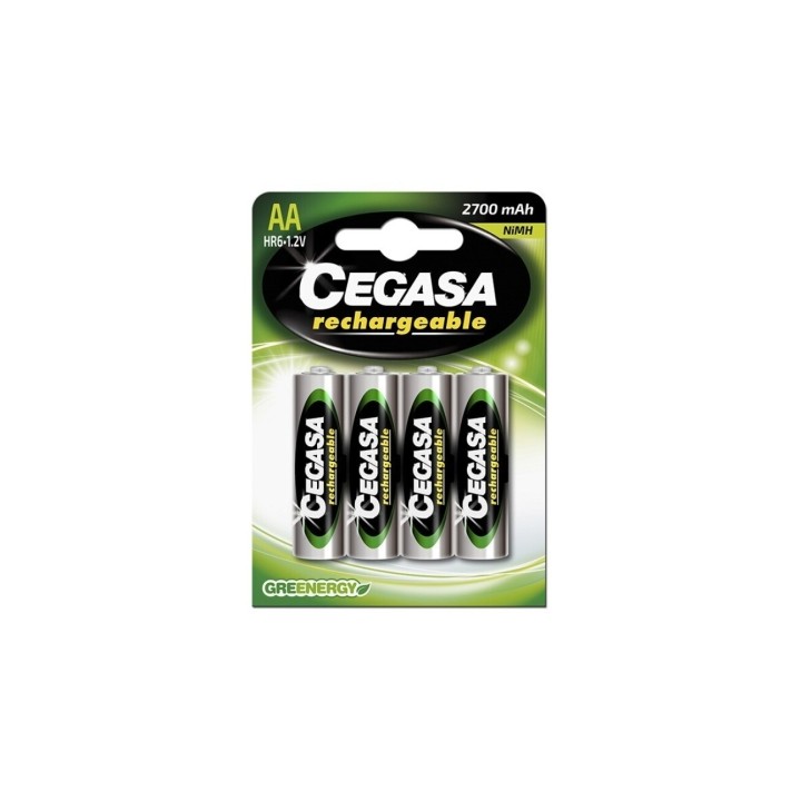 Cegasa Rechargeable Pack de 4 Pilas Recargables AA HR6 2700mAh