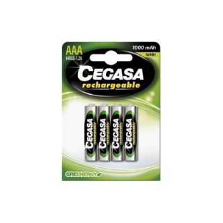 Cegasa Rechargeable Pack de 4 Pilas Recargables AAA HR03 1000mAh