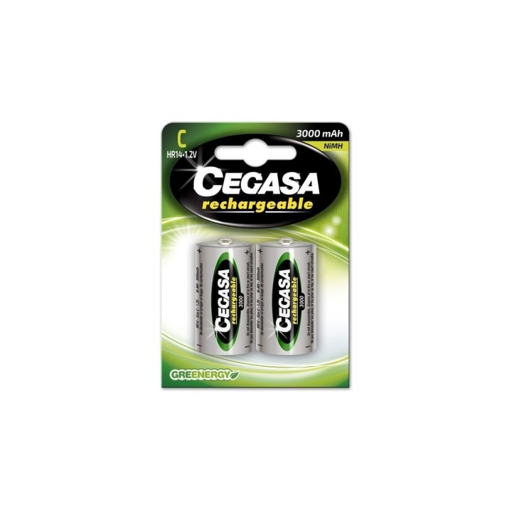 Cegasa Rechargeable Pack de 2 Pilas Recargables HR14 C 3000mAh