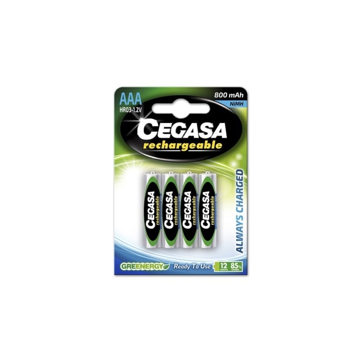 Cegasa Rechargeable Pack de 4 Pilas Recargables AAA HR03 800mAh - Tecnologia RTU