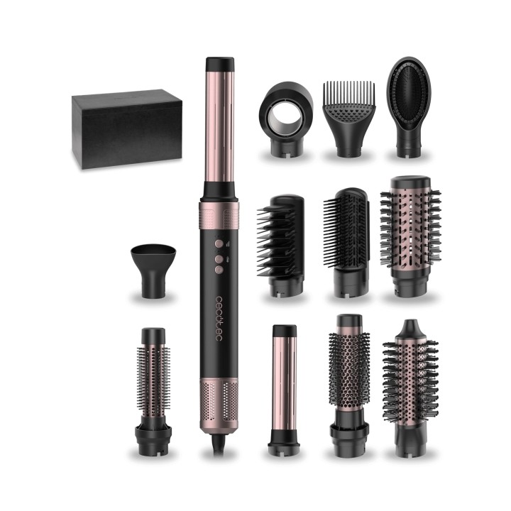 Cecotec Bamba CeramicCare 12in1 AirGlam Moldeador de Cabello Profesional - 1400W - Alisa y Moldea Eficazmente - Funcion de Limpi