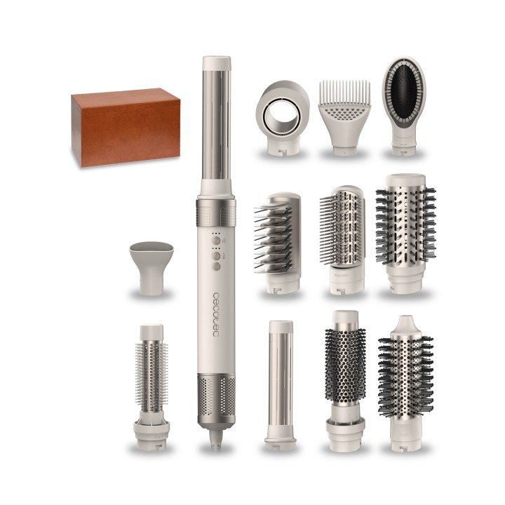 Cecotec CeramicCare 12in1 AirGlam Champagne Moldeador Multifuncion - 1400W - Cable 1.8m - Temperatura Regulable - Incluye Peines