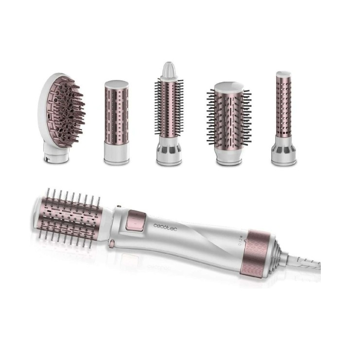 Cecotec Bamba CeramicCare 5in1 Pro Cepillo Alisador - 1000W - Revestimiento Ceramico - Funcion de Aire Caliente - 4 Niveles de T