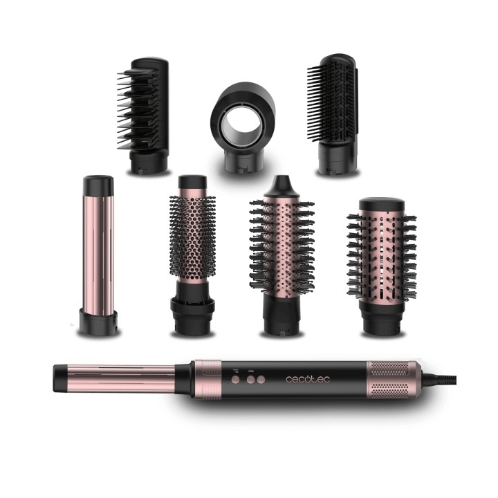 Cecotec Bamba CeramicCare AirGlam Cepillo Electrico Alisador - 1400W - Funcion Secado y Alisado - Accesorio para Rizos y Ondas -