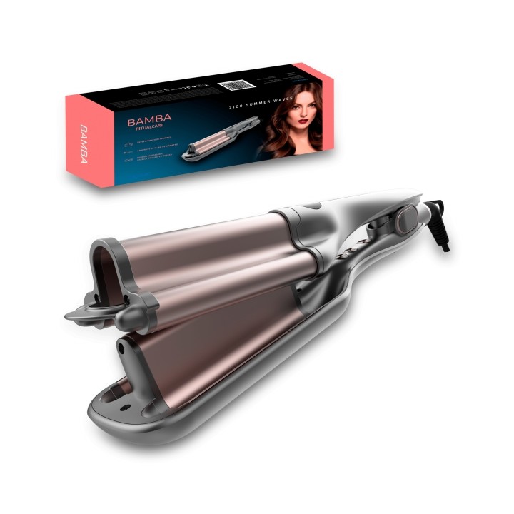 Cecotec Bamba RitualCare 2100 Summer Waves Plancha de Pelo para Ondas - Pantalla LCD - Temperatura Regulable - Tecnologia Ionica