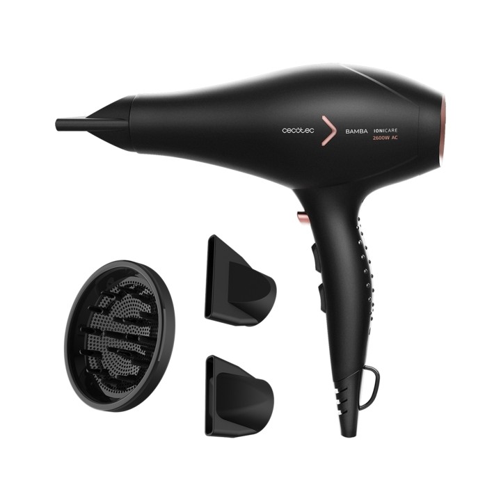Cecotec Bamba Ionicare 5350 Powershine Fire Secador de Pelo Ionico - 2600W - Control de Temperatura y Velocidad - Boquilla de Pr