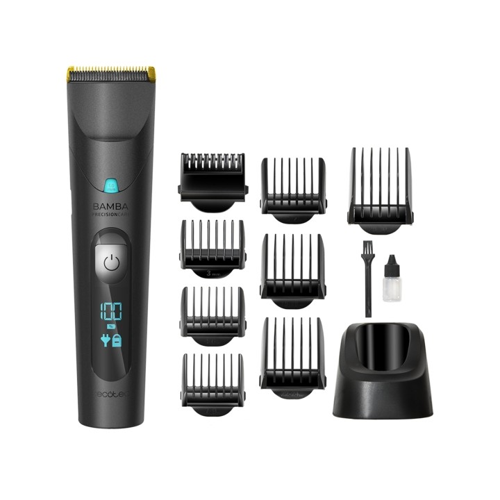 Cecotec Precisioncare Wet and Dry Cortapelos - Autonomia hasta 120min - IPX6 - Peines Surtidos - Pantalla LED - Bateria de Litio