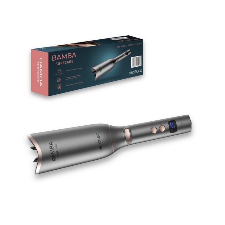 Cecotec Bamba SurfCare 850 Magic Waves Vision Rizador de Pelo Automatico - Pantalla LCD - Temperatura de 130 a 230°C - Funcion M