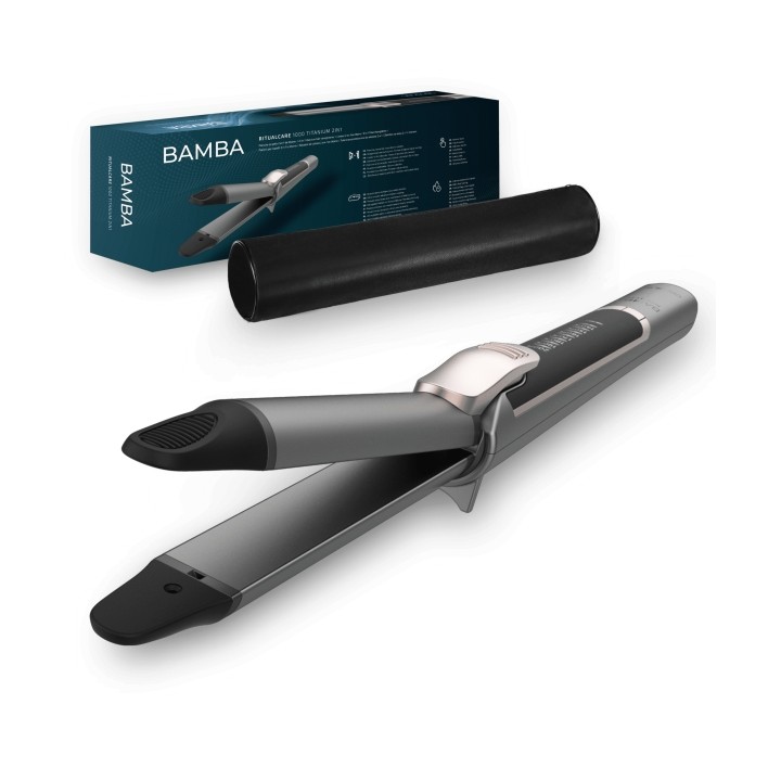 Cecotec Bamba RitualCare 1000 Titanium Plancha de Pelo 2 en 1 - Revestimiento de Titanio - Calentamiento Ultrarrapido - Tactil -