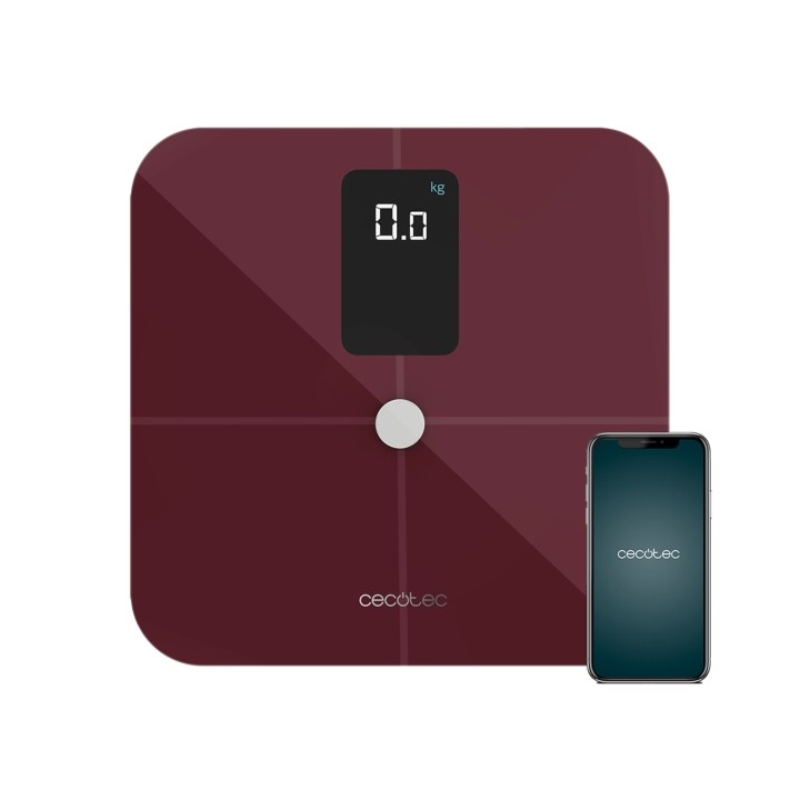 Cecotec Surface Precision 10400 Smart Healthy Vision Garnet Bascula Corporal hasta 180kg - LCD - Bluetooth 4.0 - Bateria 600mAh