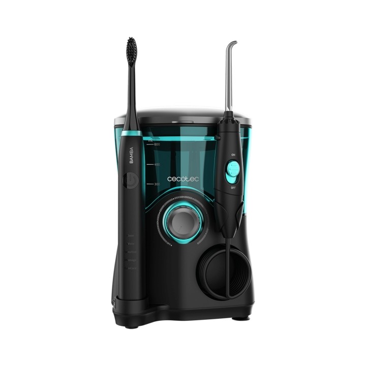 Cecotec Bamba ToothCare Jet Clean Estacion de Cuidado Dental con Irrigador y Cepillo - Deposito 600ml - 10 Niveles - 7 Boquillas