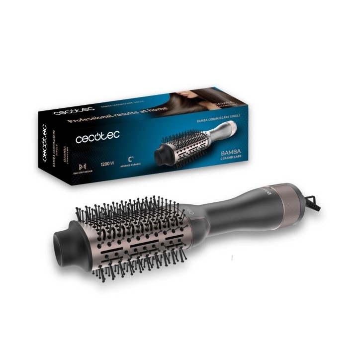 Cecotec Bamba CeramicCare Single Cepillo Alisador 3 en 1 - 1200W - 3 Temperaturas - 2 Velocidades - Revestimiento Ceramico - Fun