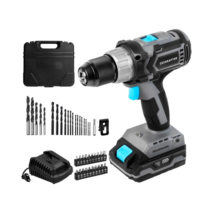 Cecotec CecoRaptor Perfect Drill 2020 Brushless Ultra Taladro Atornillador - Torque 46Nm - 2000rpm - Bateria 2Ah 20V - Luz LED -