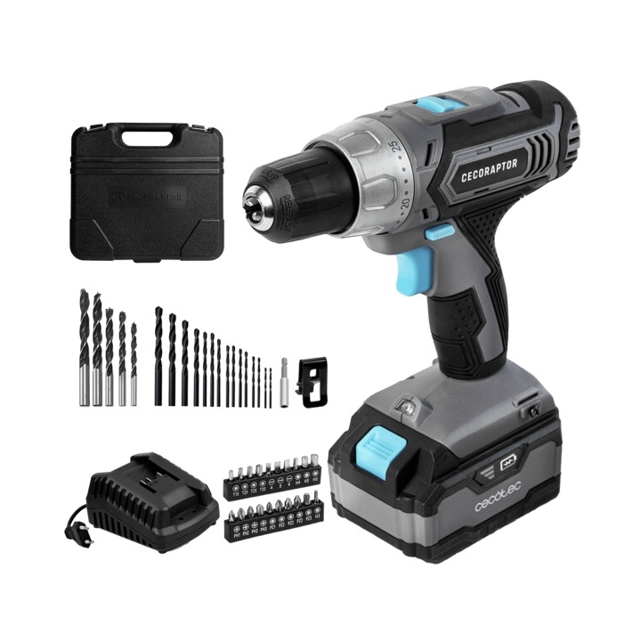 Cecotec CecoRaptor Perfect Drill 4020 Advance Taladro Percutor Inalambrico - Torque 46Nm - Velocidad 1550rpm - Bateria 20V 4Ah -