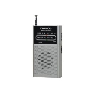 Daewoo Radio AM/FM - Alimentacion a Pilas - Jack 3.5mm - Antena Telescopica - Altavoz Integrado - 130x70x28mm - Color Plata