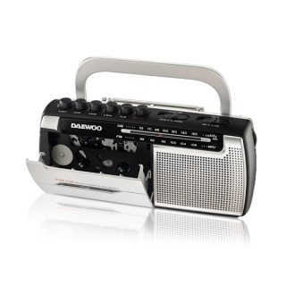 Daewoo Radio Grabadora Cassette AM/FM - Alimentacion a Pilas - Jack 3.5mm - Microfono Integrado - Altavoz Integrado - Asa de Tra