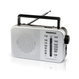 Daewoo Radio AM/FM - Cable 15cm - Jack 3.5mm - Antena Telescopica - Altavoz Integrado - Asa de Transporte - 22x7.5x15cm - Color