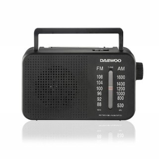 Daewoo Radio AM/FM - Jack 3.5mm - Antena Telescopica - Altavoz Integrado - Asa de Transporte - 22x7.5x15cm - Color Negro
