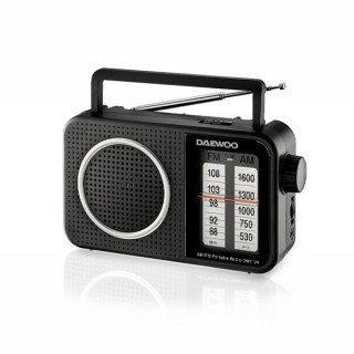 Daewoo Radio AM/FM - Jack 3.5mm - Antena Telescopica - Altavoz Integrado - Asa de Transporte - 220x75x150mm - Color Negro