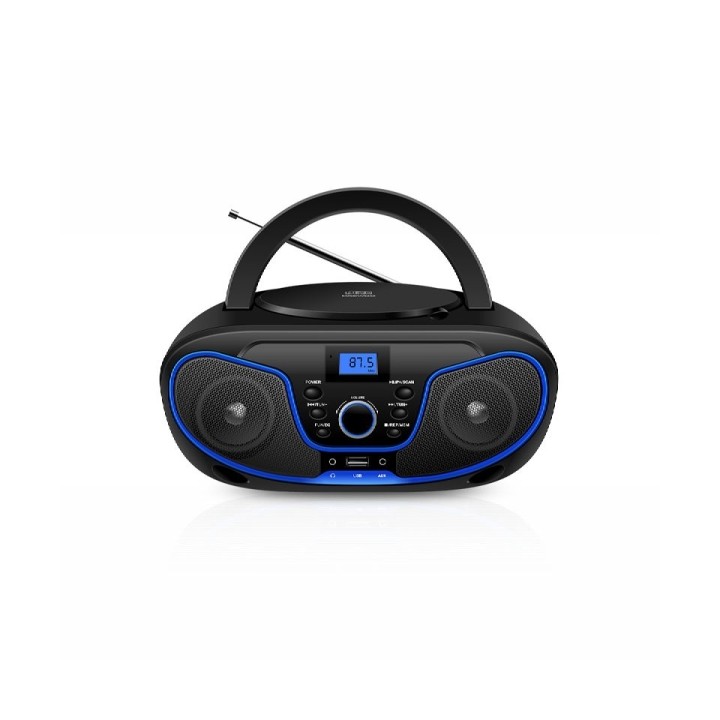 Daewoo Radio CD - USB - Jack 3.5mm - Bluetooth - Sintonizacion Automatica - Asa de Transporte - Pantalla LCD - Color Negro y Azu