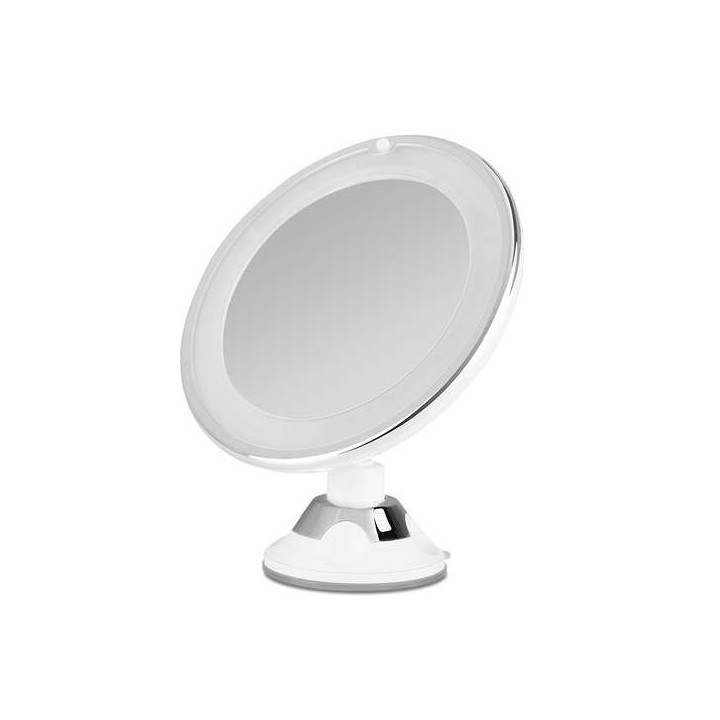 Orbegozo ESP 1010 Espejo Cosmetico con Luz LED - Aumento 10X - Ventosa Ajustable - Diametro 17cm - Luz Blanca para Corregir Impe