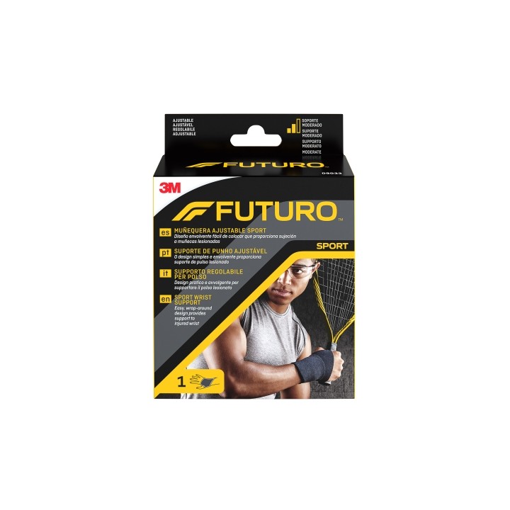 Futuro Sport Soporte para Mano - Ajustable (11.4 - 24.1cm) - Color Negro