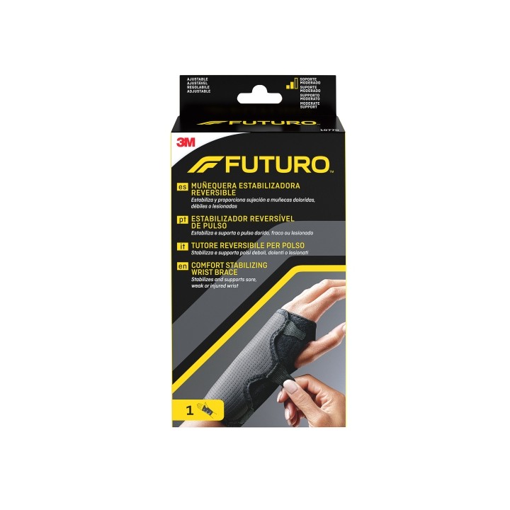 Futuro Soporte para Mano - Estabilizador Brazo y Mano - Ajustable (14 - 21.5cm) - Reversible - Transpirable - Color Gris Oscuro