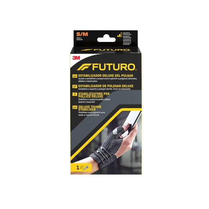 Futuro Deluxe Estabilizador del Dedo Pulgar - Talla S/M (12.7 - 16.5cm) - Transpirable - Color Negro