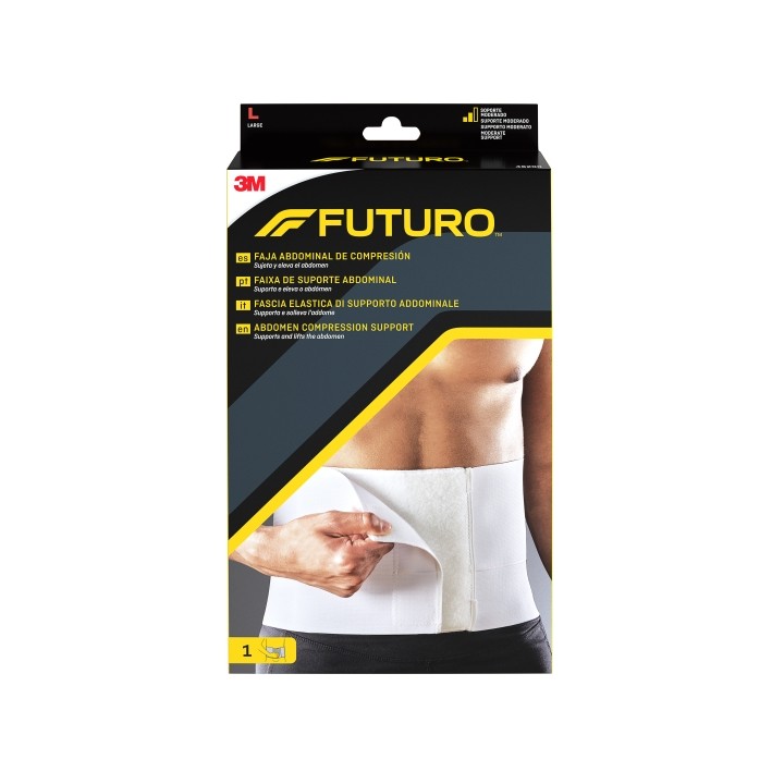 Futuro Faja Abdominal de Compresion - Talla L (106.7 - 132.1cm) - Forma Anatomica - Transpirable - Color Blanco