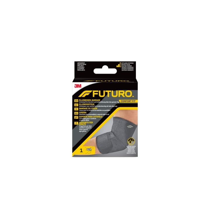 Futuro Comfort Codera - Ajustable (20.3 - 40.6cm) - Transpirable - Aisla la Humedad - Elastico - Color Gris
