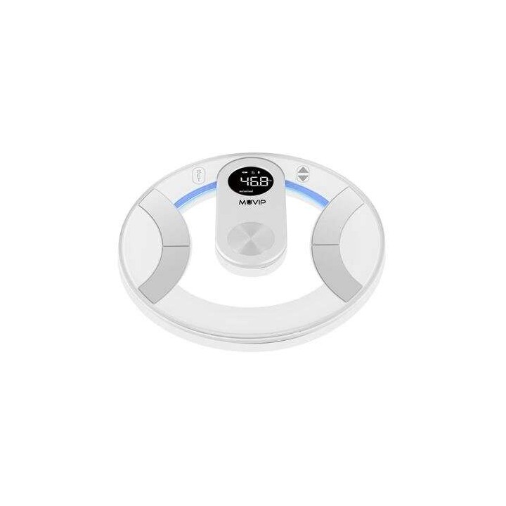 Muvip Round Design Bascula de Baño Digital - Pantalla LCD - Plataforma de Cristal - Peso Max. 180kg - Auto Apagado