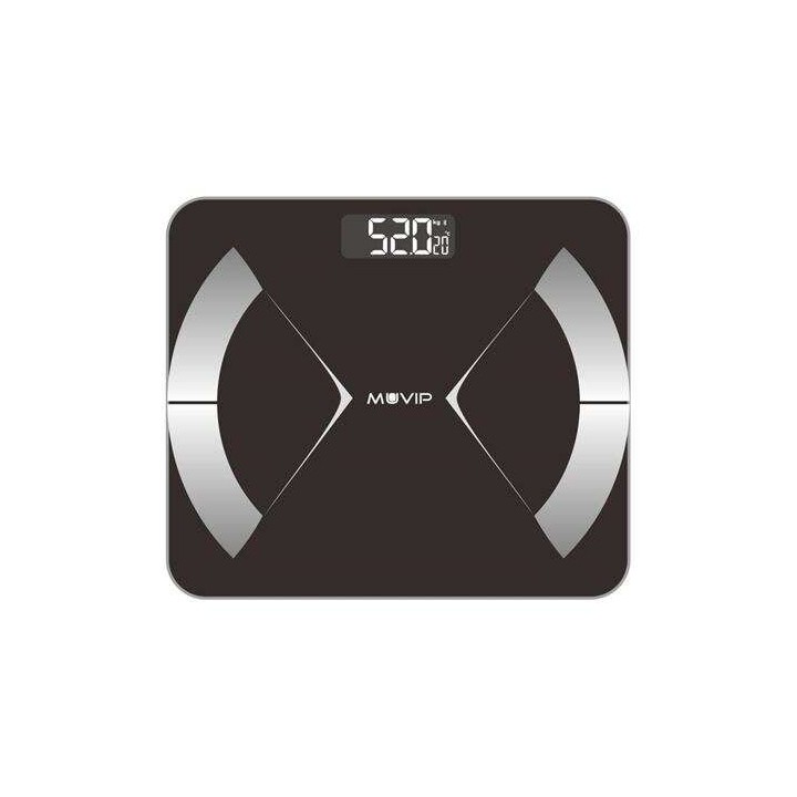 Muvip Body Muscle Bascula de Baño Digital Bluetooth - Pantalla LCD - Plataforma de Cristal Templado - 10 Memorias - Peso Max. 18