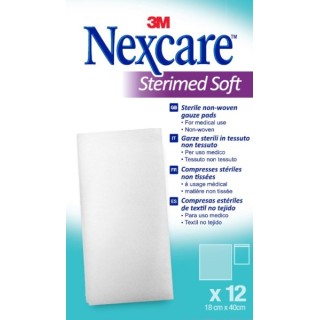 Nexcare Sterimed Pack de 12 Compresas de Gasa No Tejida - 18x40cm - Esteril - Transpirables - Color Blanco