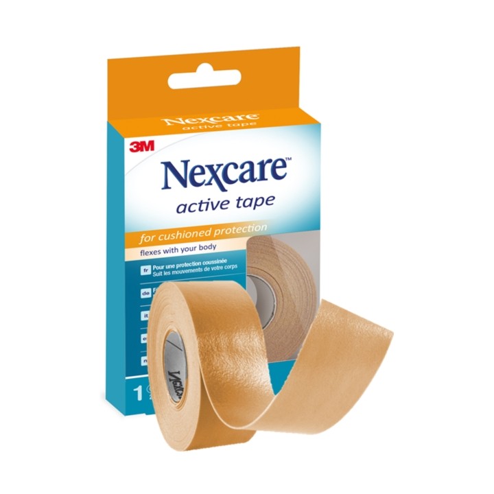 Nexcare Active Tape Cinta para Proteccion y Prevencion de Ampollas - 2.5cm x 4.5m - Transpirable - Color Marron