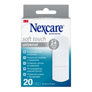 Nexcare Universal Soft Touch Pack de 20 Apositos para Heridas - 25x72mm - Transpirable - Tacto Agradable - Color Blanco