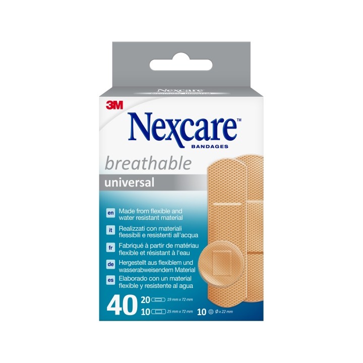Nexcare Universal Breathable Pack de 40 Apositos Surtidos - Transpirable - Color Piel