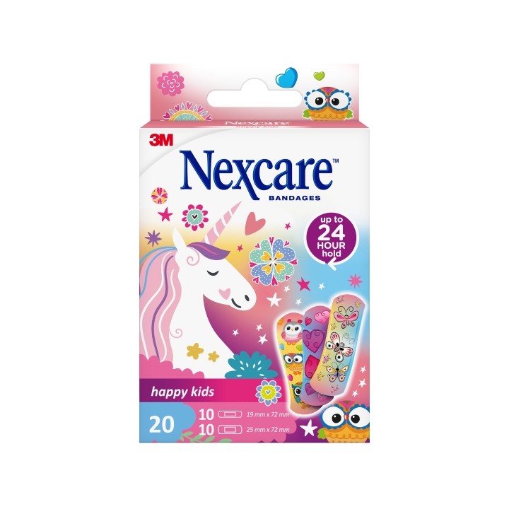 Nexcare Happy Kids Magic Pack de 20 Apositos Surtidos - Transpirables - para Pieles Delicadas - Color Estampado Infantil