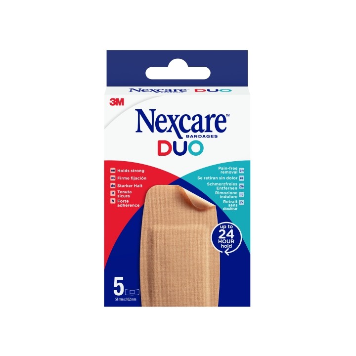 Nexcare Duo Pack de 5 Apositos Surtidos - Transpirables - Resistente al Agua - Retirada Sin Dolor - Color Piel