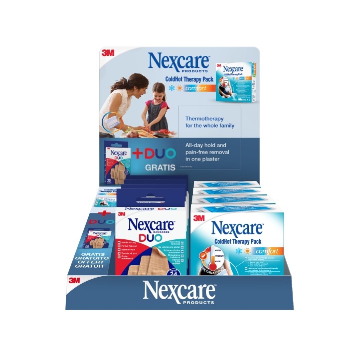Nexcare Coldhot Therapy Expositor de 12 Unidades de Termoterapia + Apositos - Colores Surtidos