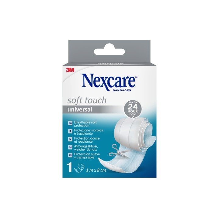 Nexcare Universal Flexible Textile Aposito para Cortar - 1m x 8cm - Transpirable - Tacto Agradable - Color Blanco