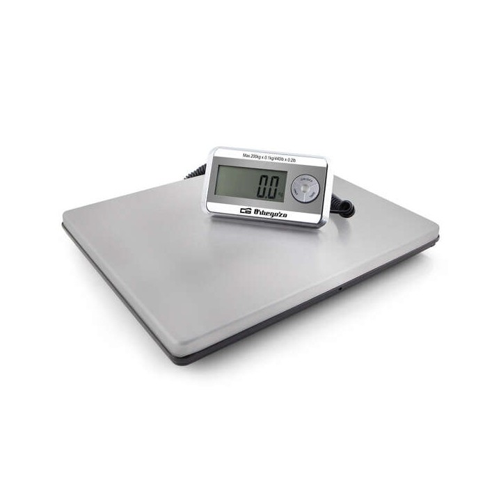 Orbegozo PC 5500 Bascula de Acero Inoxidable - Cordon Extensible - Pantalla Retroiluminada - Capacidad Maxima 200kg - Apagado Au