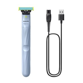 Philips OneBlade 1st Shave QP1324/20 Afeitadora Hibrida Facial - Tecnologia OneBlade con Cuchilla Antifriccion y Puntas Redondea
