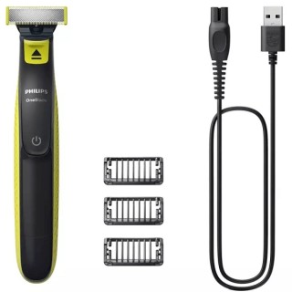 Philips OneBlade 360 QP2724/10 Recortadora Facial Inalambrica - Cuchilla 360 Flexible para Seguir los Contornos - Peine Guia Aju