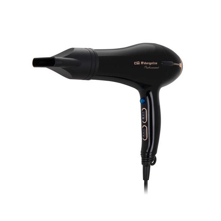 Orbegozo SE 2206 Secador de Pelo Profesional - Potente Motor AC - 3 Niveles de Temperatura - Diseño Ergonomico y Elegante - Puls